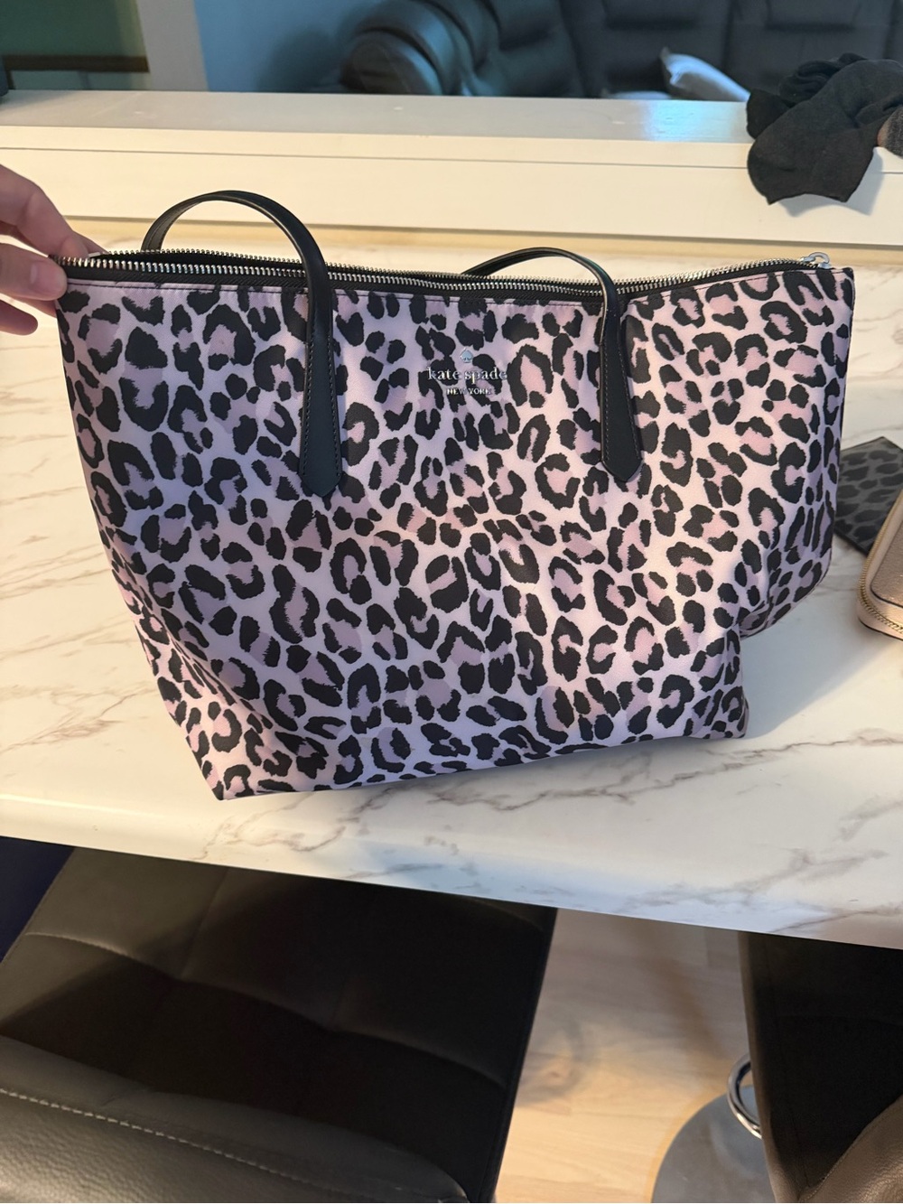 kate spade Pink and Black Leopard Print Tote